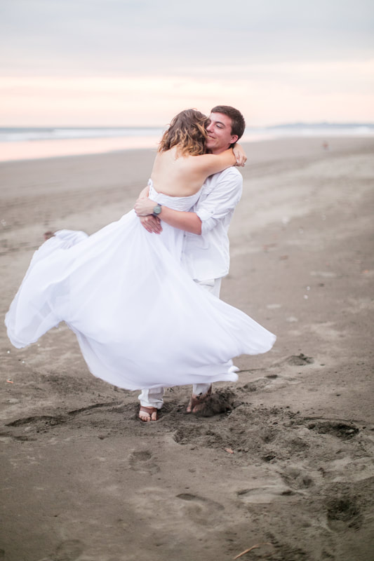 Bride and groom walking